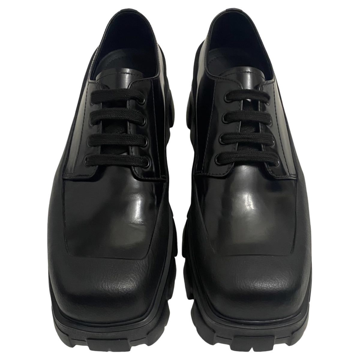Prada by Raf Simons Monolith Square-Toe Derby Shoes, view 2