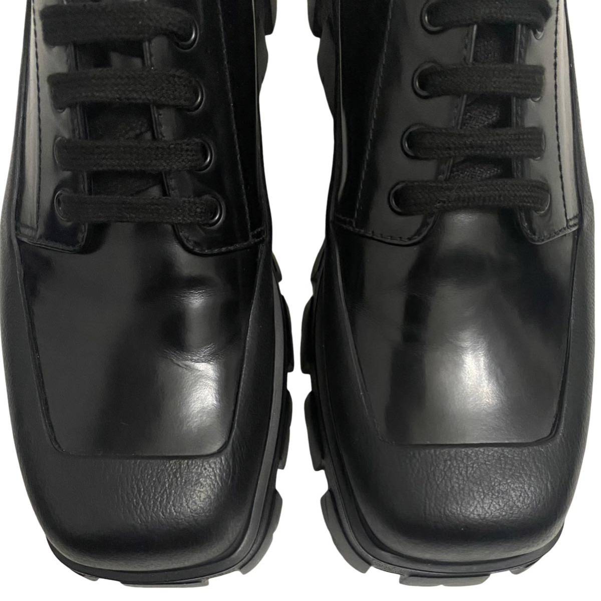 Prada by Raf Simons Monolith Square-Toe Derby Shoes, view 4