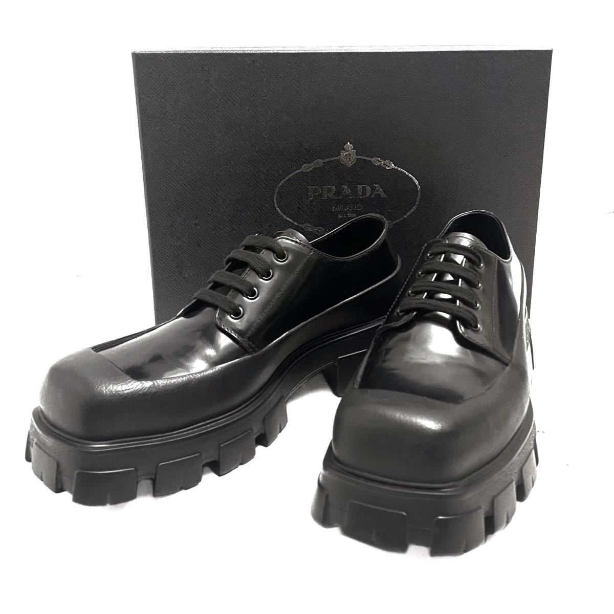 Prada by Raf Simons Monolith Square-Toe Derby Shoes, view 1