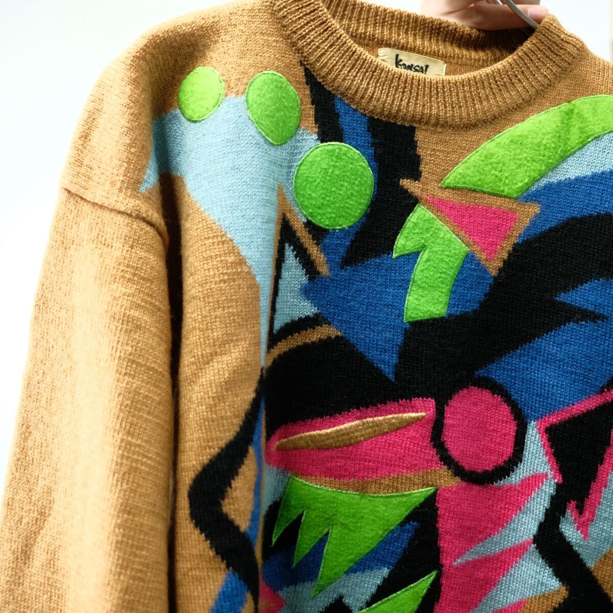 Kansai International 1980s Patchwork Art Knit Sweater by Kansai Yamamoto, view 3