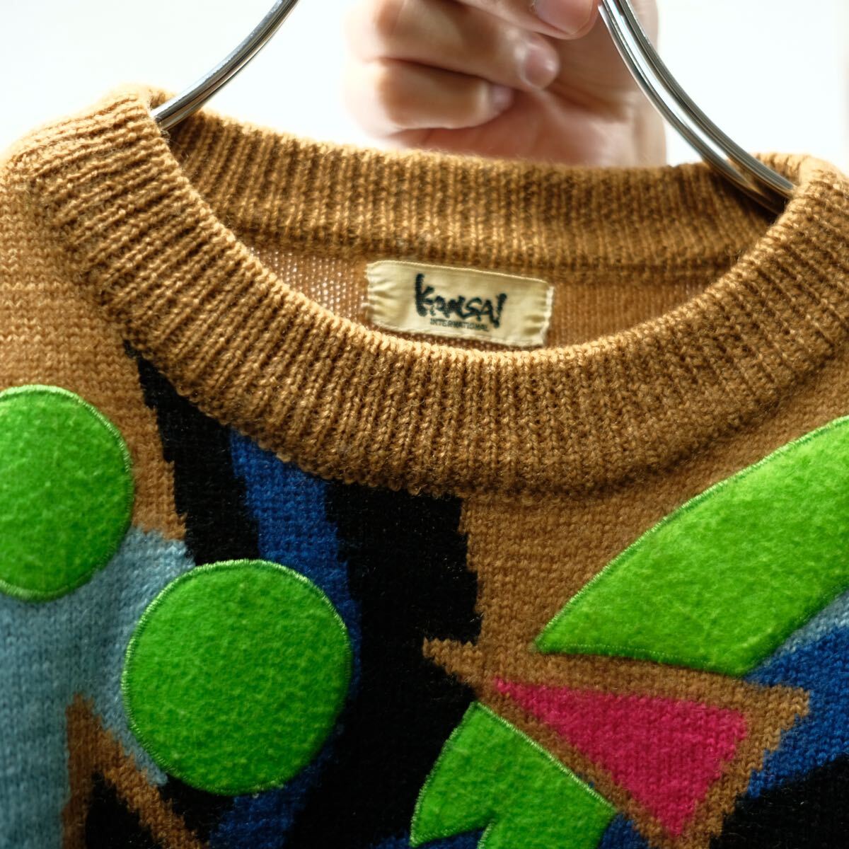 Kansai International 1980s Patchwork Art Knit Sweater by Kansai Yamamoto, view 5