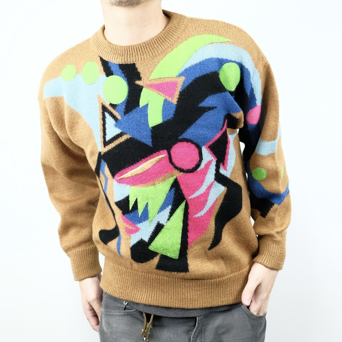 Kansai International 1980s Patchwork Art Knit Sweater by Kansai Yamamoto, view 7