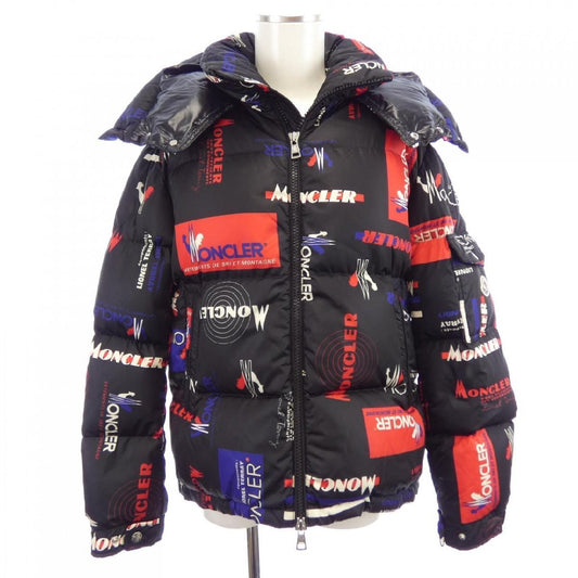 MONCLER Wilson Black Logo-Print Down Jacket with Hood, view 1