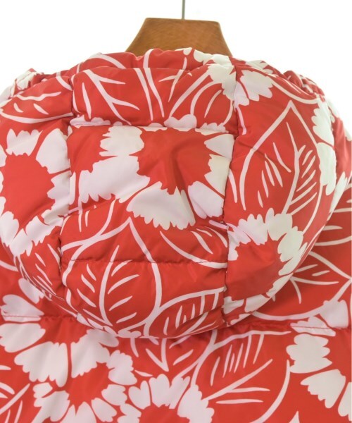 PRADA Milano Red and White Floral Nylon Down Puffer Jacket with Enamel Triangle Plaque, view 10