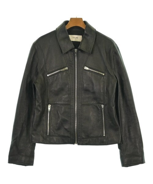 Celine Black Leather Zip Rider Jacket with Zipped Pockets and Cuffs, view 1