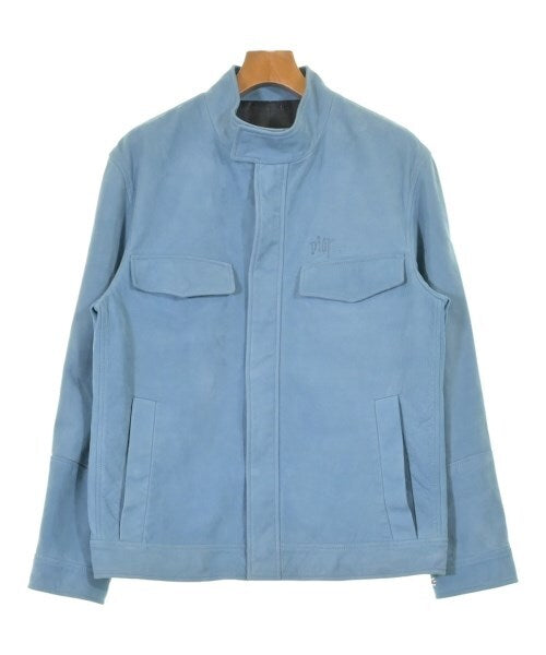 Dior Homme Pale Blue Calfskin Zip Blouson with Dior Paris Script Logo, view 1