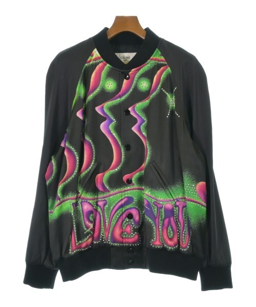 Celine Love You Psychedelic Print Bomber Jacket with Crystal Detail, view 1