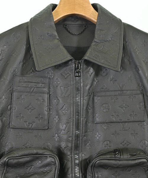 Louis Vuitton Black Leather Utility Jacket with Multi-Pocket Front, view 4