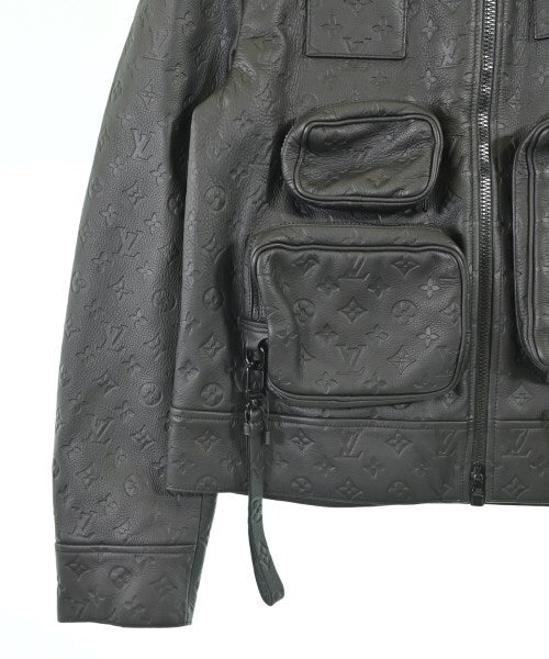 Louis Vuitton Black Leather Utility Jacket with Multi-Pocket Front, view 5