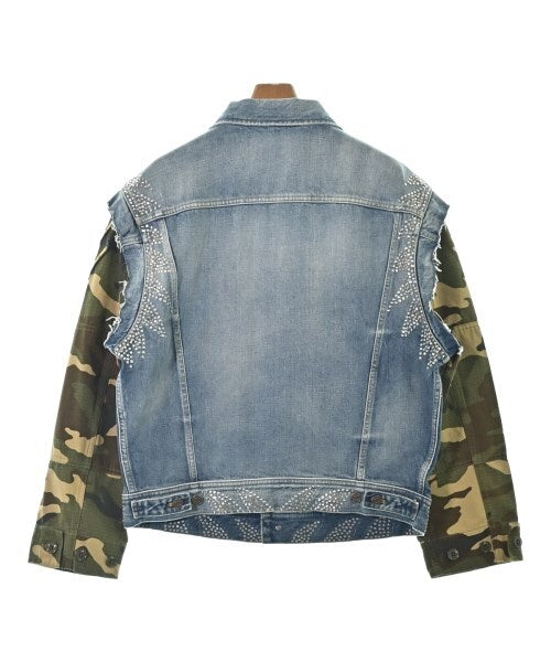 Celine Denim Trucker Jacket with Camouflage Sleeves and Crystal Studding, view 2