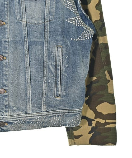 Celine Denim Trucker Jacket with Camouflage Sleeves and Crystal Studding, view 6