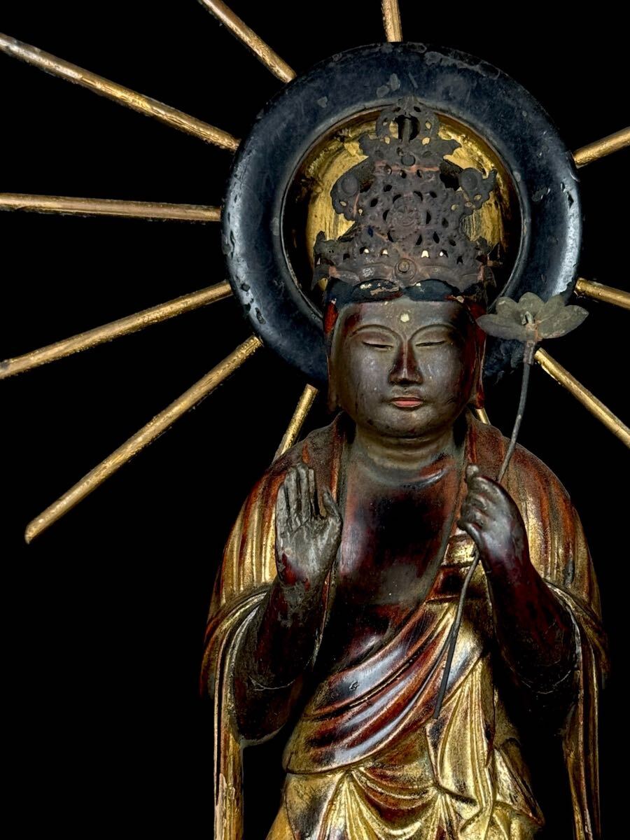 Edo-Period Wooden Kannon Bosatsu in Zushi — Gilt Devotional Shrine Sculpture