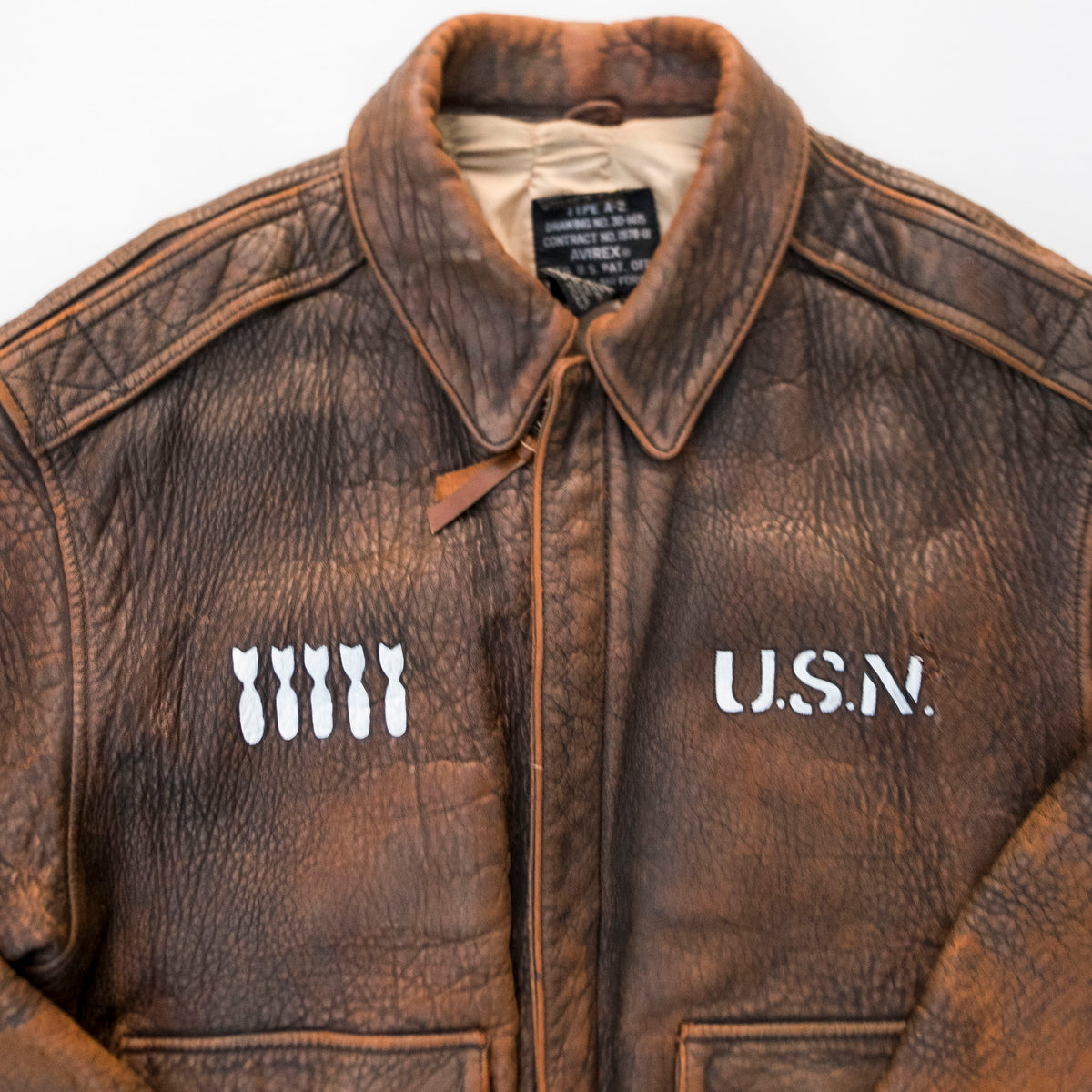 AVIREX Road Runner U.S. Navy Leather Flight Jacket Size M | Vintage Military Bomber Jacket