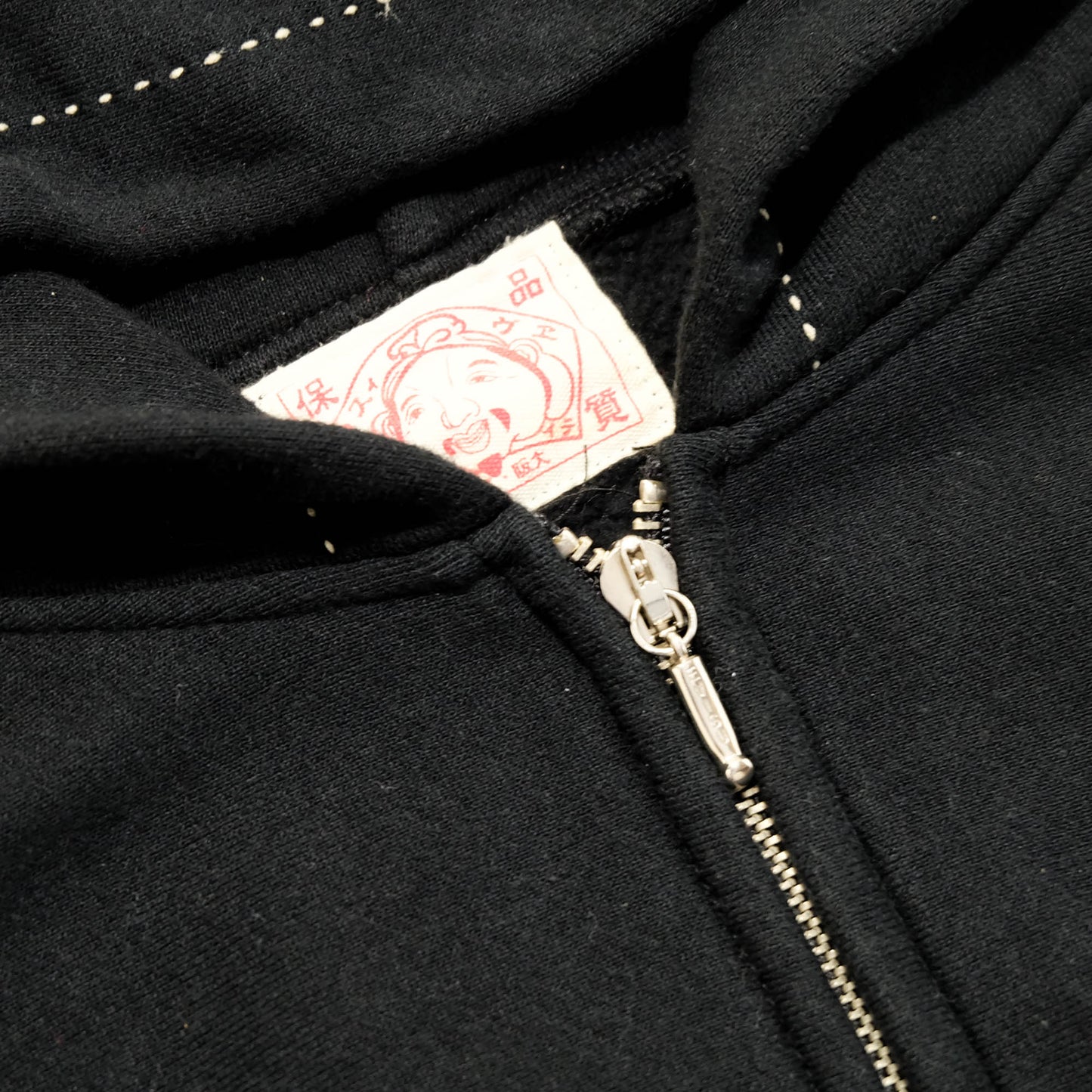 EVISU Yamane Vintage Zip Hoodie Seagull Anchor Logo Japanese Streetwear Sweatshirt Black Full Zip Hooded Jacket