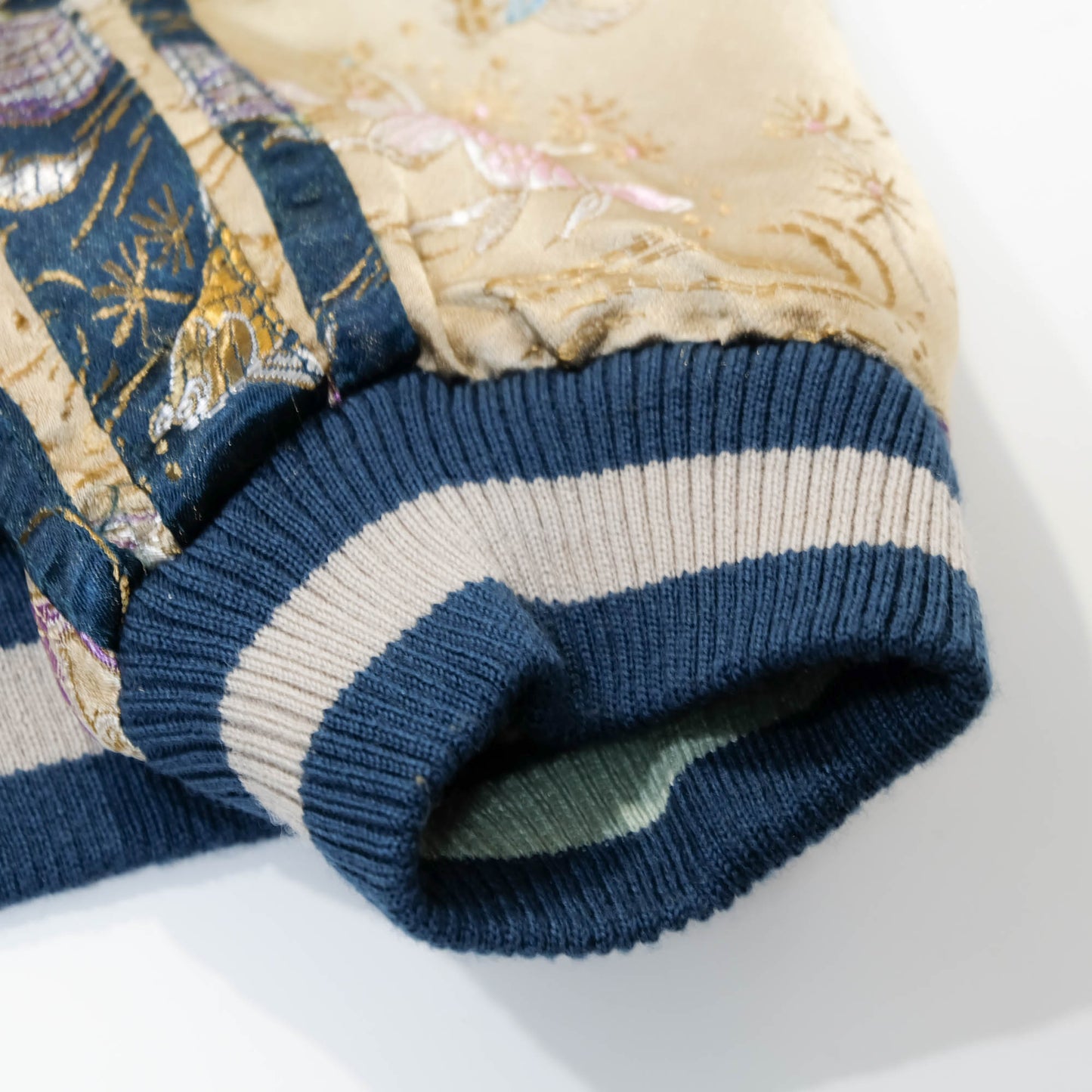 Elegant Japanese Embroidered Jacket Featuring Traditional Kingyo Goldfish, Water Ripples & Edo-Inspired Artwork
