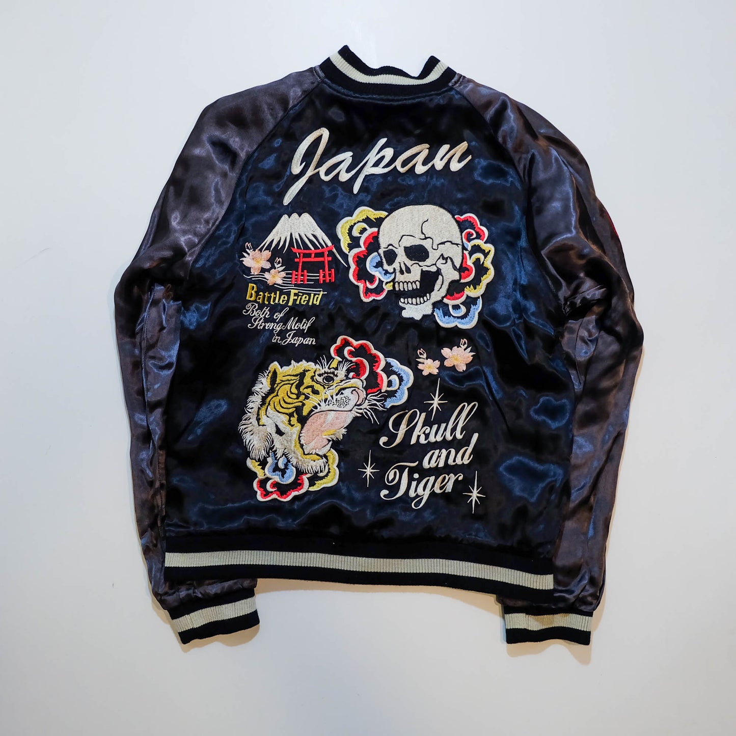 Vintage Japanese Sukajan Jacket Velvet Bomber | Skull Tiger Dragon Hot Rod Embroidery Streetwear Jacket Size S-M