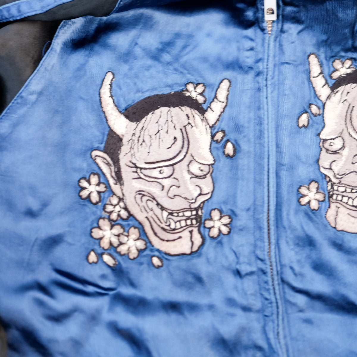 Satori Japanese Embroidered Souvenir Bomber | Hannya Mask x Jiraiya Folklore Art Wearable Streetwear