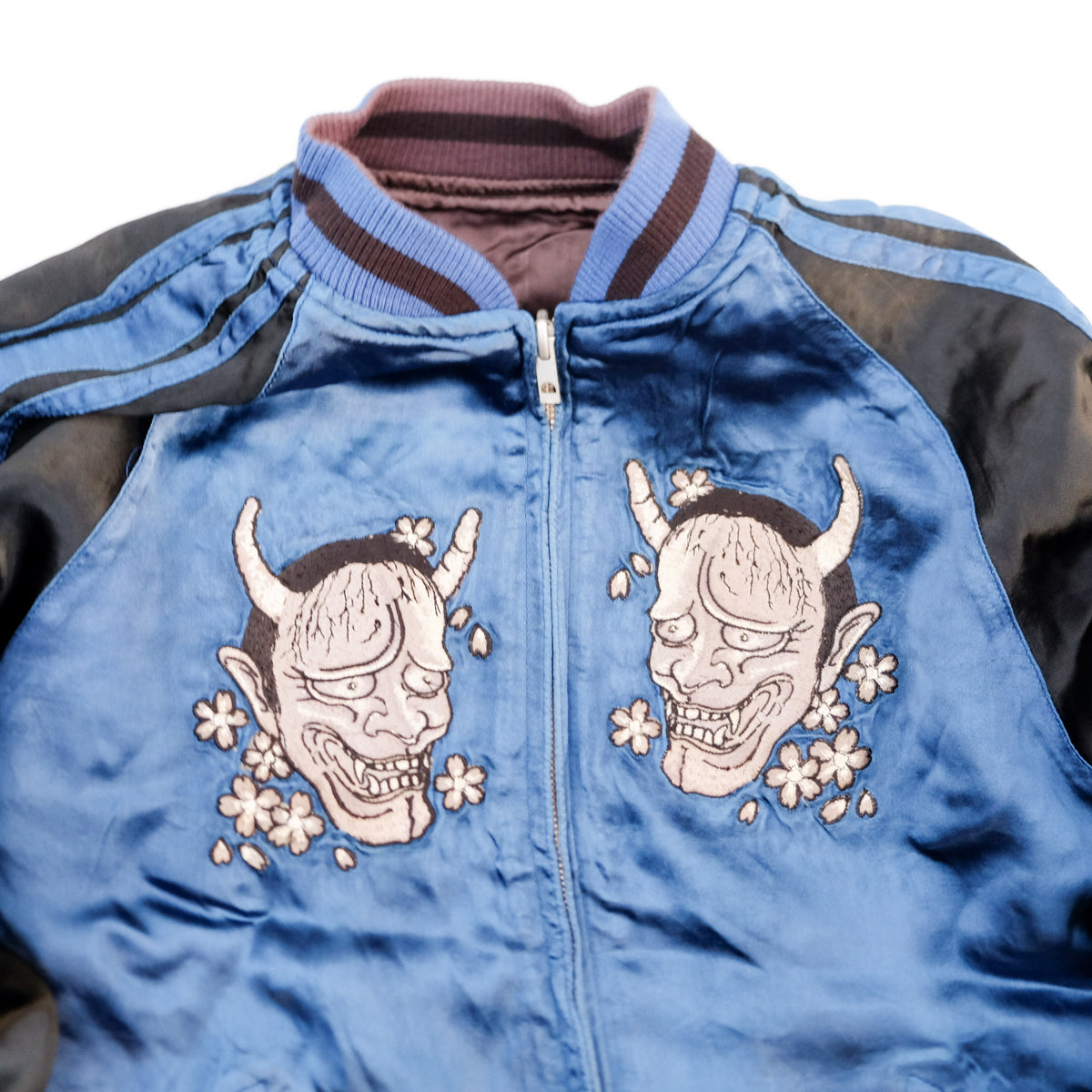 Satori Japanese Embroidered Souvenir Bomber | Hannya Mask x Jiraiya Folklore Art Wearable Streetwear