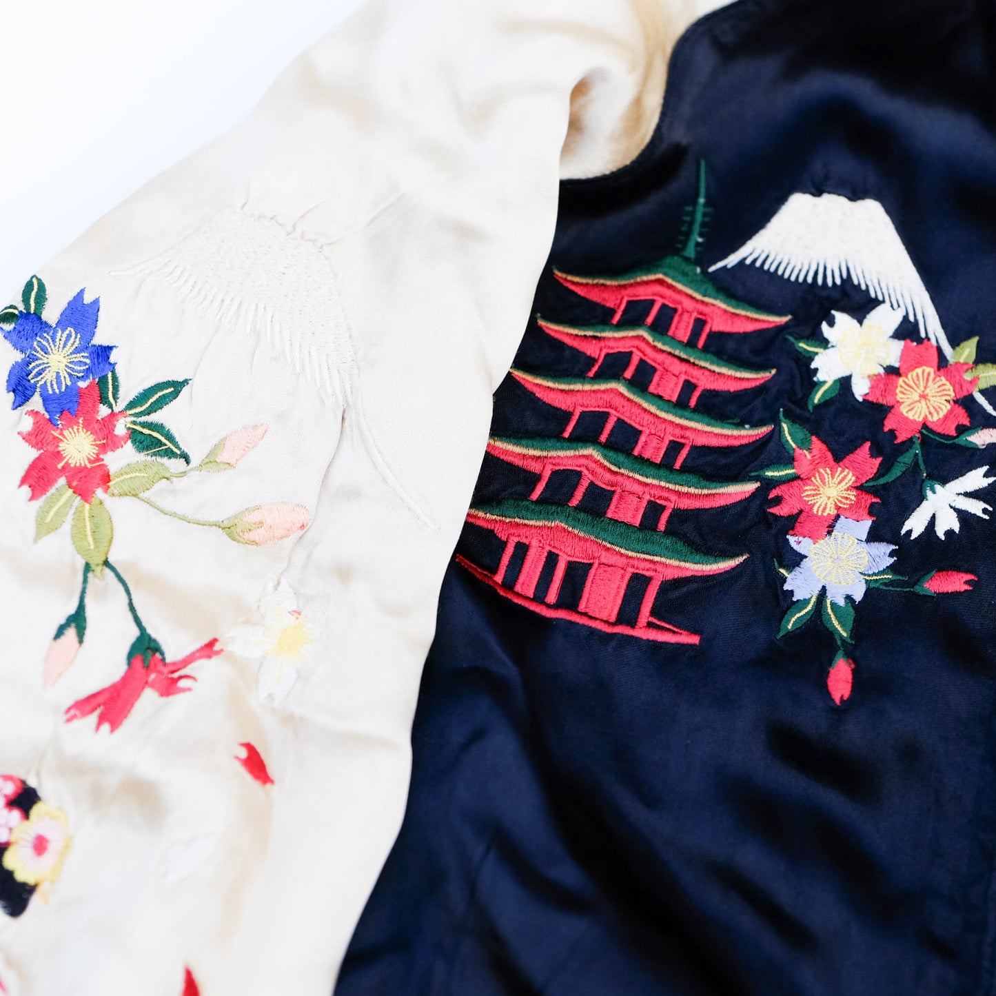 Japanese Sukajan Souvenir Jacket – Koi Carp, Sakura & Japan Map Reversible Embroidered Bomber Jacket