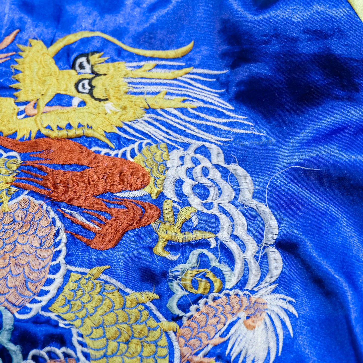Hoshihime Style Reversible Sukajan Jacket | Blue Dragon Embroidery Japanese Souvenir Bomber Jacket