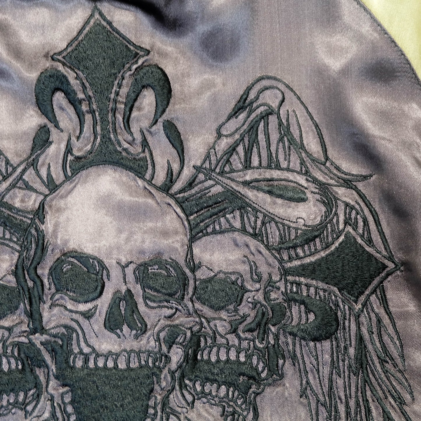 Jack Daniel’s Black Street Crafter Sukajan / Skull Wing Embroidered Souvenir Jacket Size S