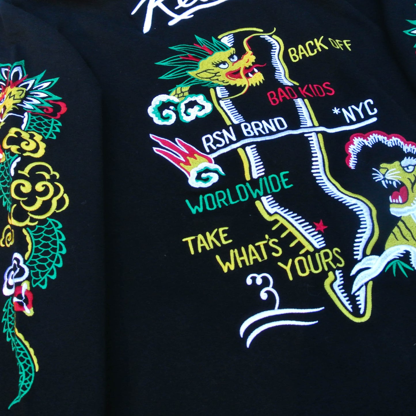 Reason Dragonland Reborn Hoodie Jacket | Japanese Embroidered Tiger & Dragon Sukajan Inspired Streetwear Hoodie Size M