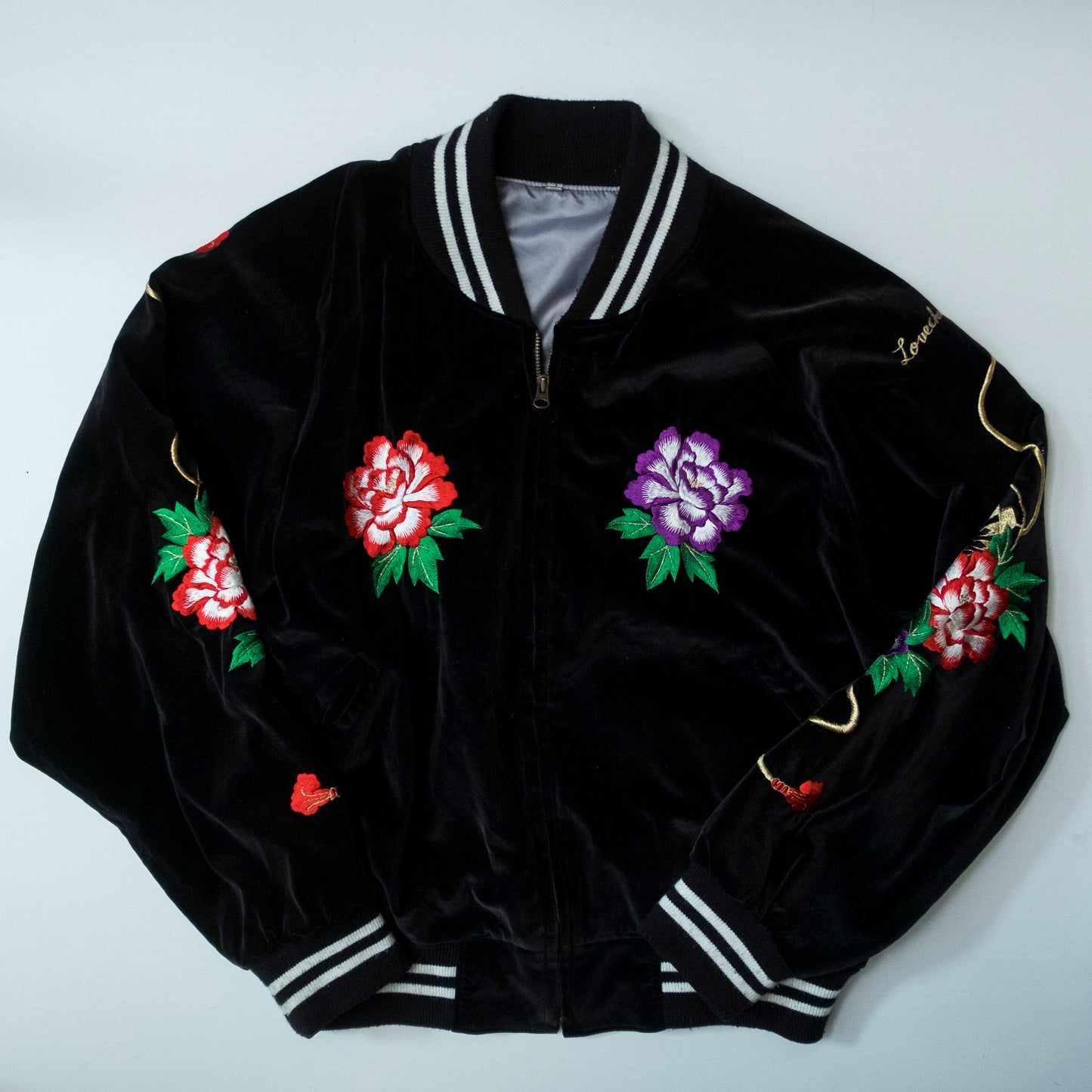 Yokosuka Velvet Sukajan Jacket Size L | Japanese Embroidered Souvenir Bomber Jacket