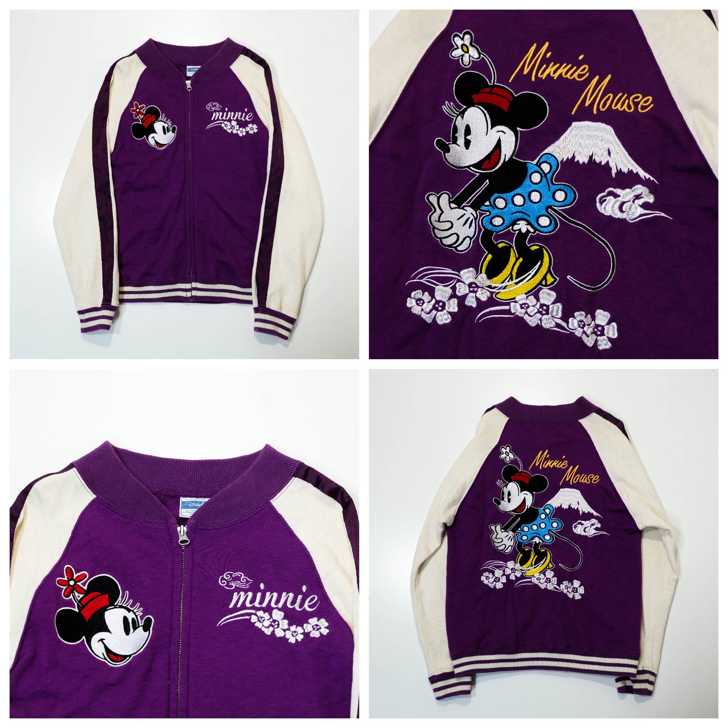 Disney Minnie Mouse Japanese Sukajan Style Jacket Purple Embroidery Mount Fuji Sakura Free Size M-L