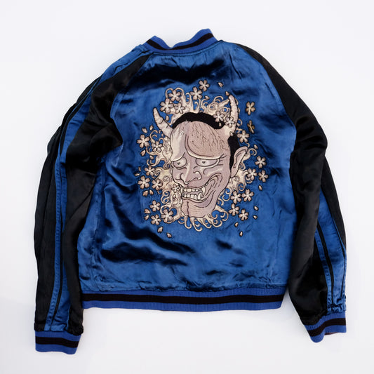 Satori Japanese Embroidered Souvenir Bomber | Hannya Mask x Jiraiya Folklore Art Wearable Streetwear
