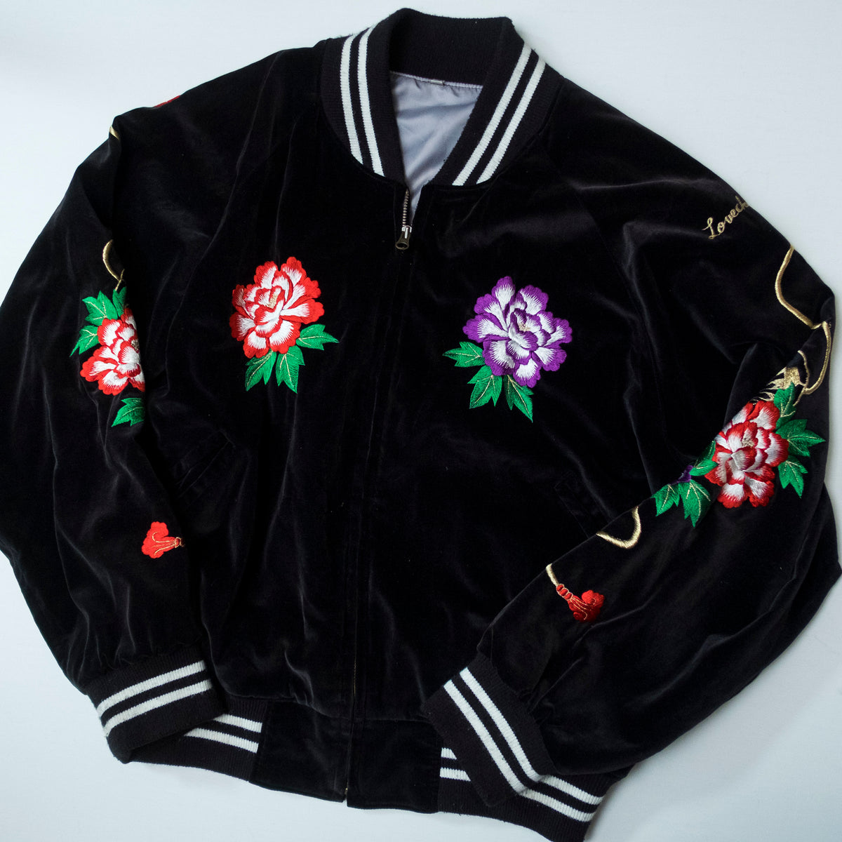 Yokosuka Velvet Sukajan Jacket Size L | Japanese Embroidered Souvenir Bomber Jacket