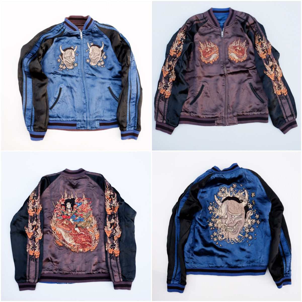 Satori Japanese Embroidered Souvenir Bomber | Hannya Mask x Jiraiya Folklore Art Wearable Streetwear
