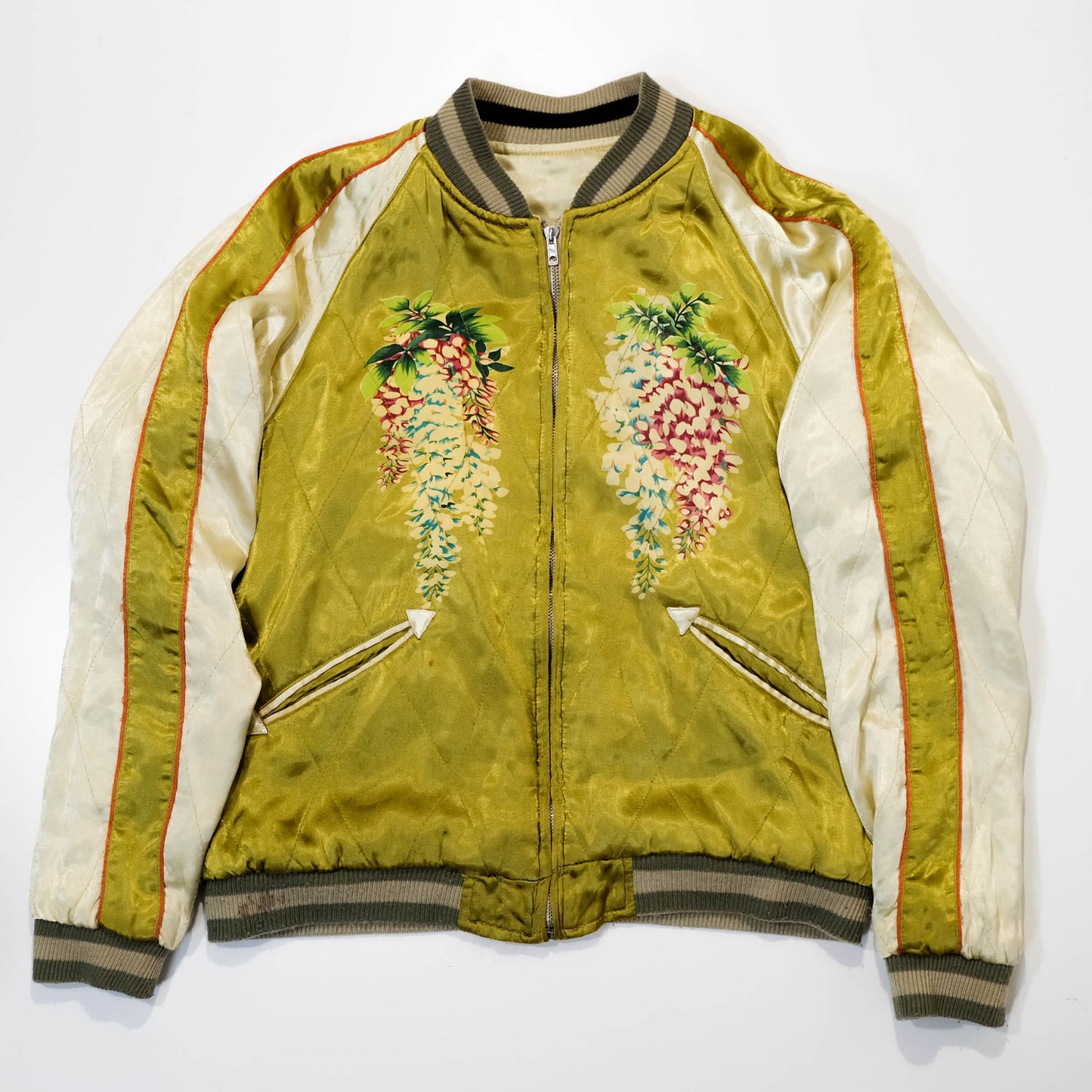 Kula Eternal Sukajan Jacket Reversible Japanese Souvenir Jacket Crane Koi Fish Wisteria Embroidery Size M