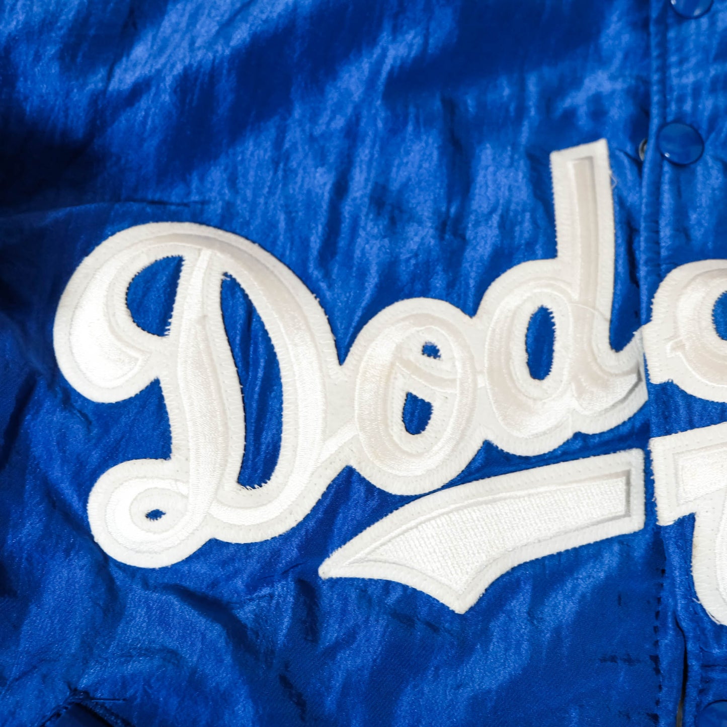 Starter Dodgers Vintage Satin Varsity Jacket | MLB Baseball Bomber Jacket Blue Stadium Jacket Made USA Size L