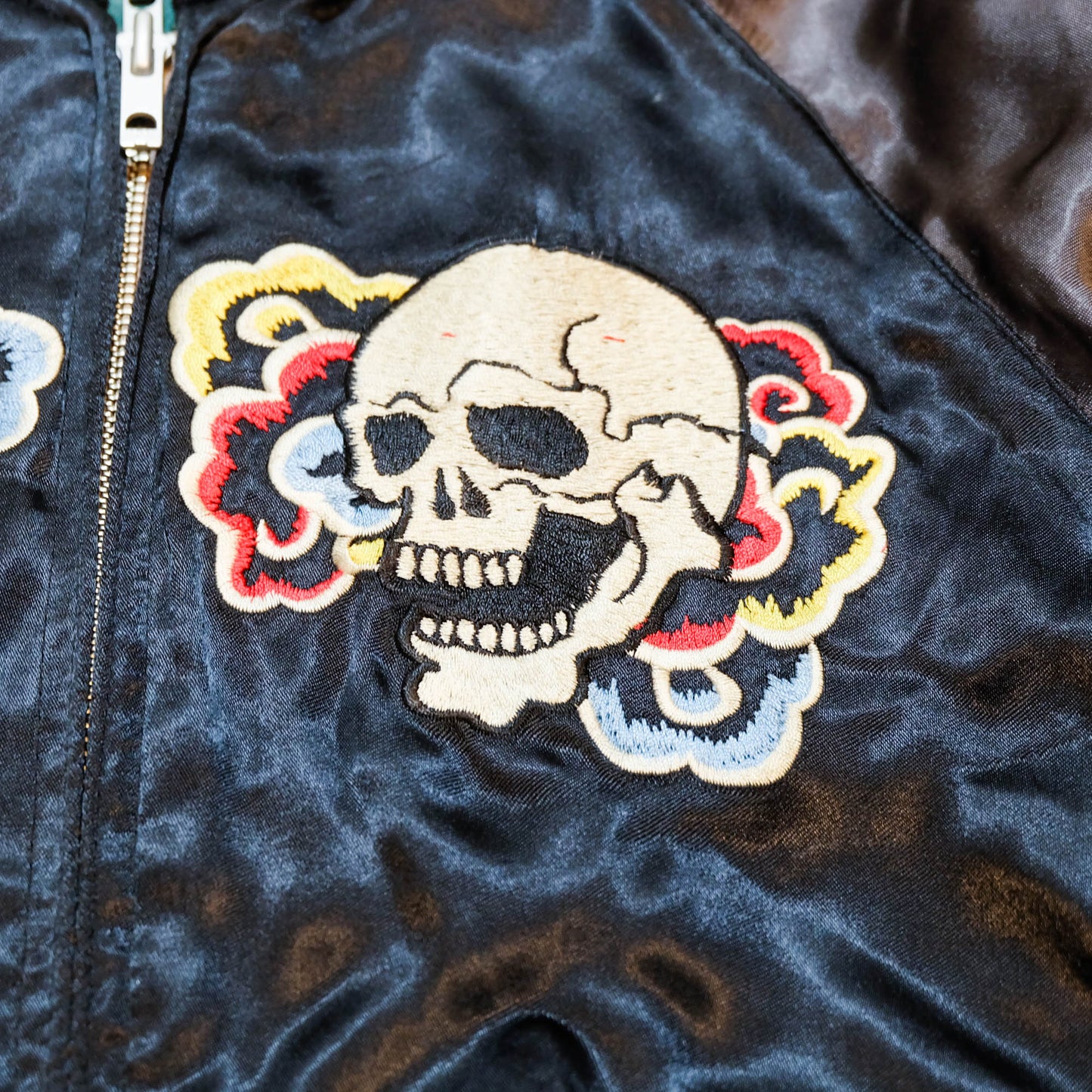 Vintage Japanese Sukajan Jacket Velvet Bomber | Skull Tiger Dragon Hot Rod Embroidery Streetwear Jacket Size S-M