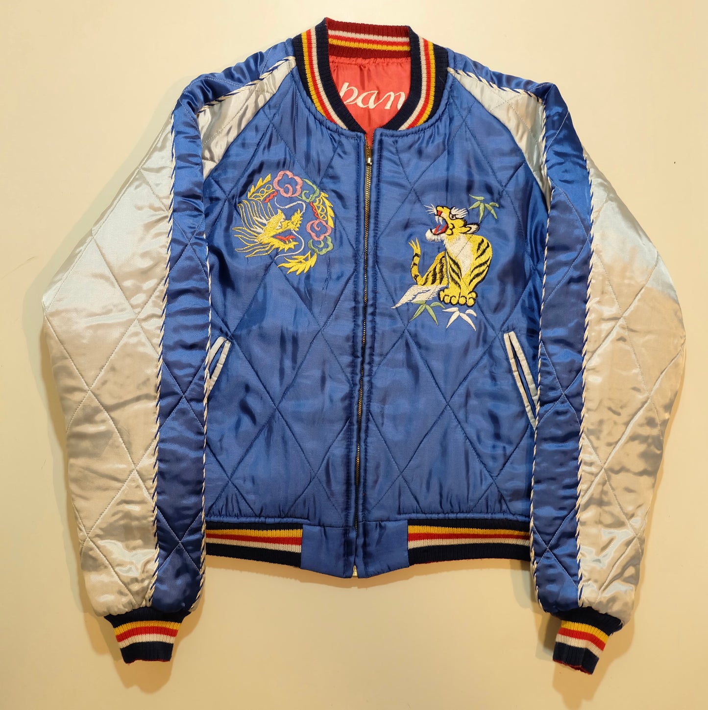 Reminiscence Padded Sukajan Jacket M–L | Japanese Tiger Dragon Eagle Embroidery Quilted Souvenir Bomber Jacket