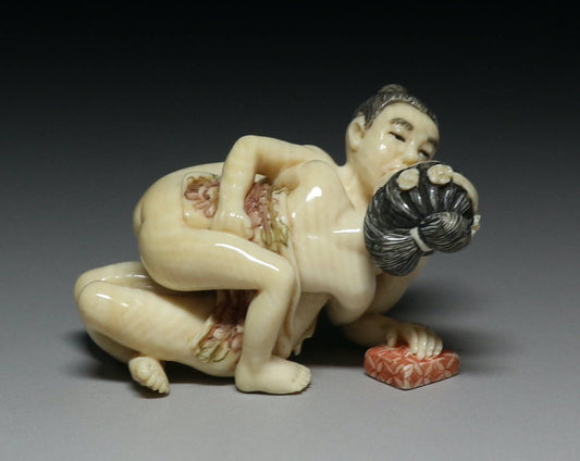 Japanese Erotica Shunga Foreplay Fetish Samurai Geisha Bijin Oiran Sagemono Okimono Doll Statue Art