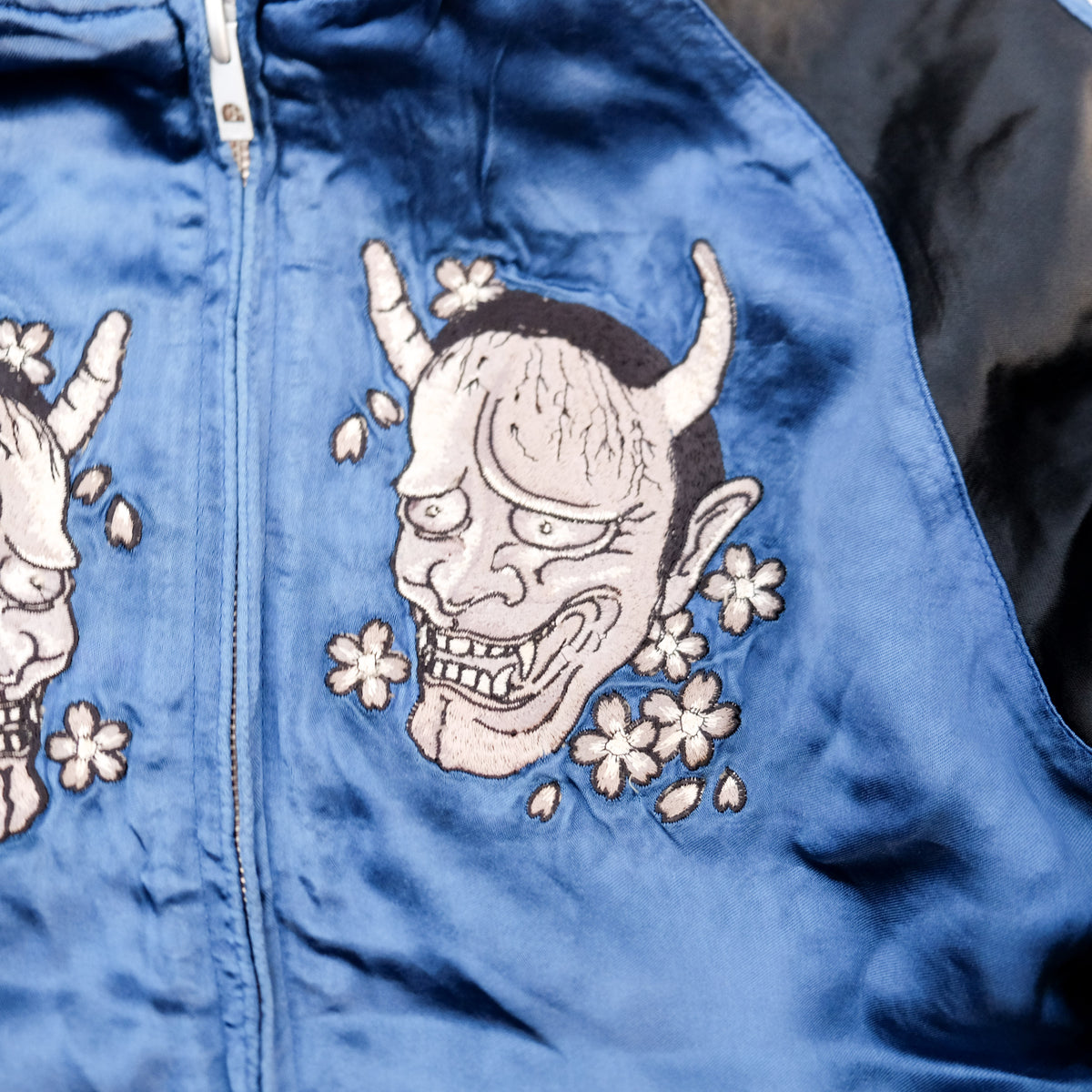 Satori Japanese Embroidered Souvenir Bomber | Hannya Mask x Jiraiya Folklore Art Wearable Streetwear