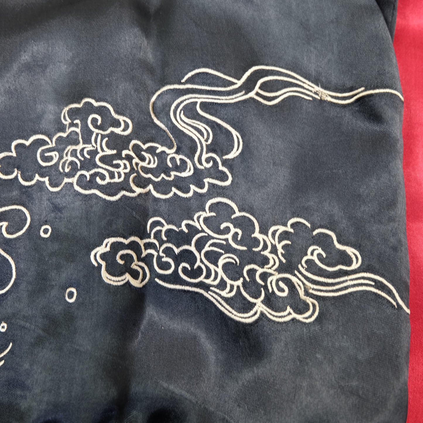 Reversible Japanese Dragon Koi Fish Whirlpool Art Sukajan Souvenir Jacket Size M