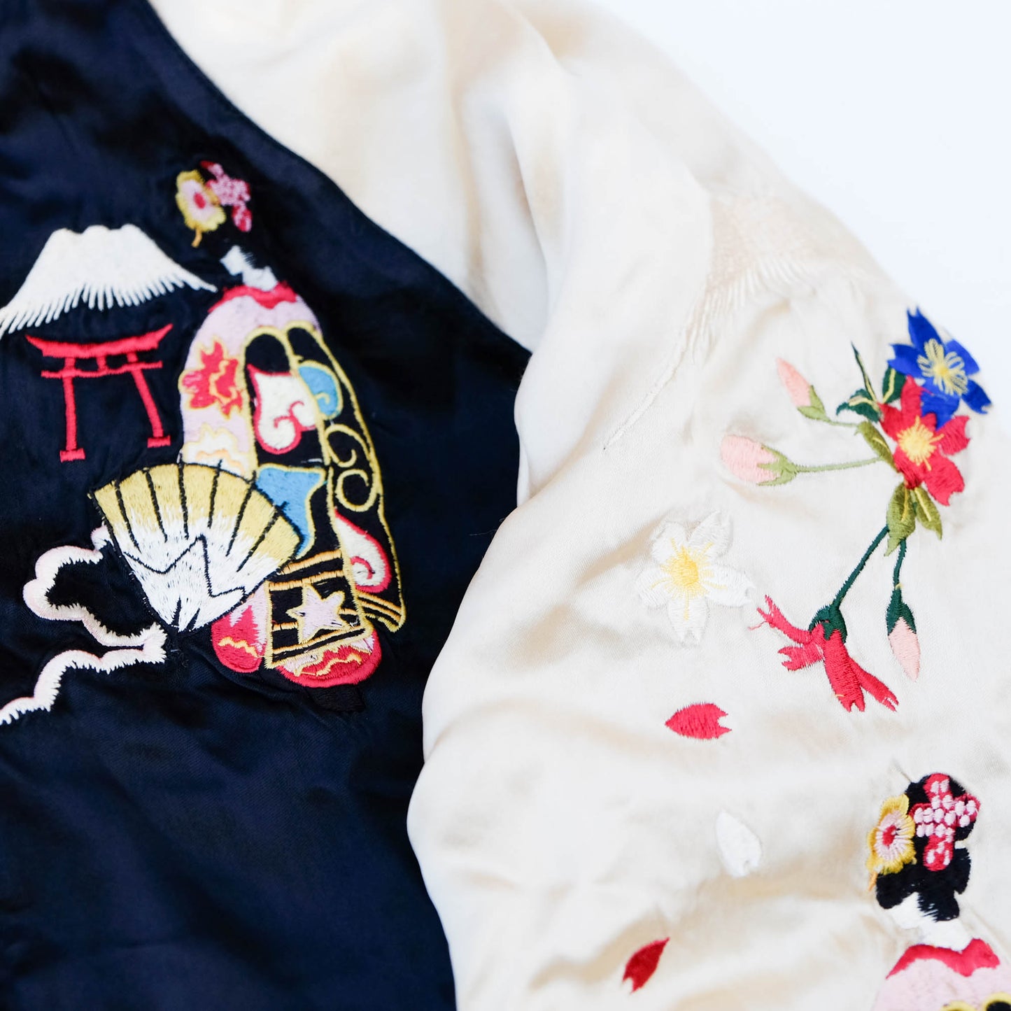 Japanese Sukajan Souvenir Jacket – Koi Carp, Sakura & Japan Map Reversible Embroidered Bomber Jacket