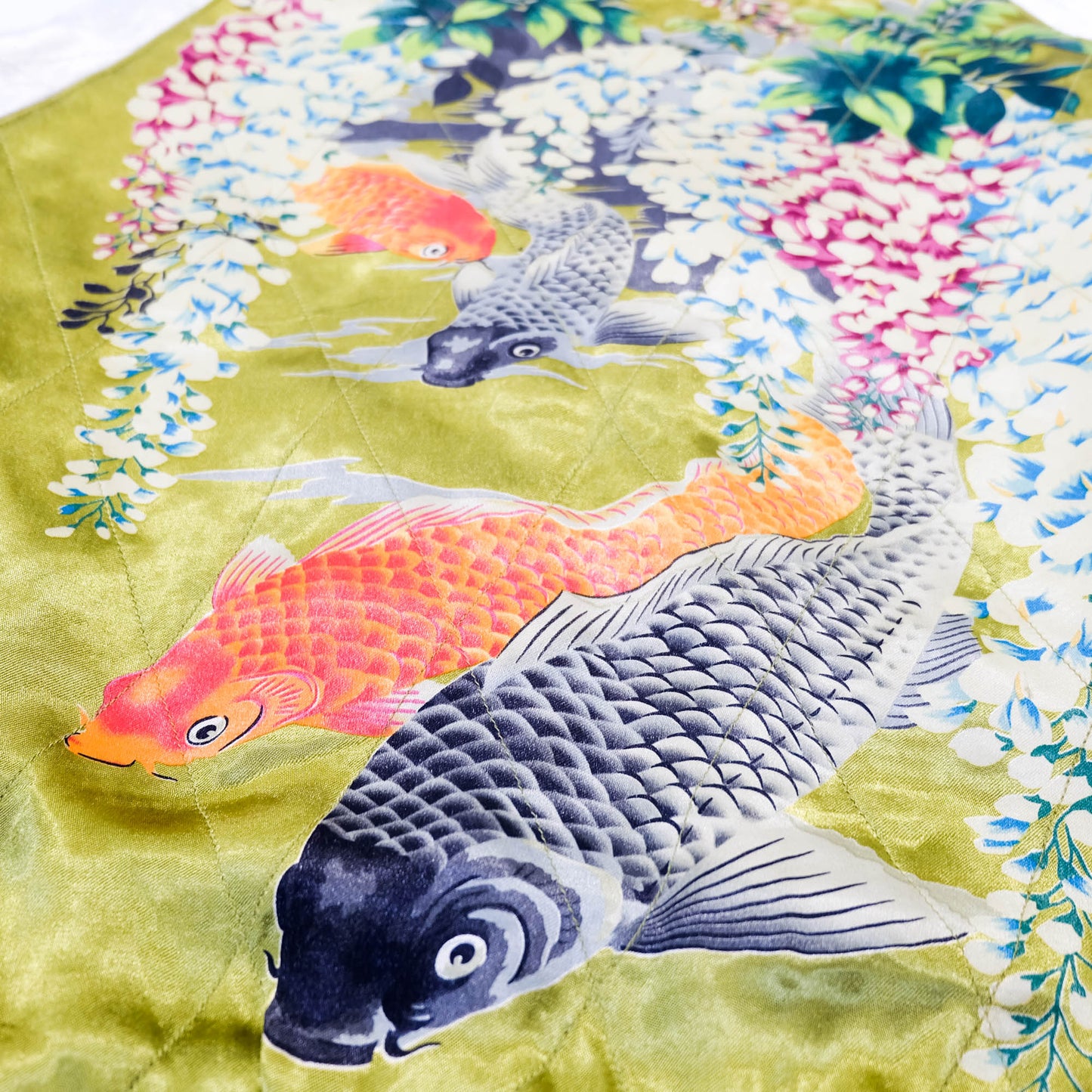 Kula Eternal Sukajan Jacket Reversible Japanese Souvenir Jacket Crane Koi Fish Wisteria Embroidery Size M