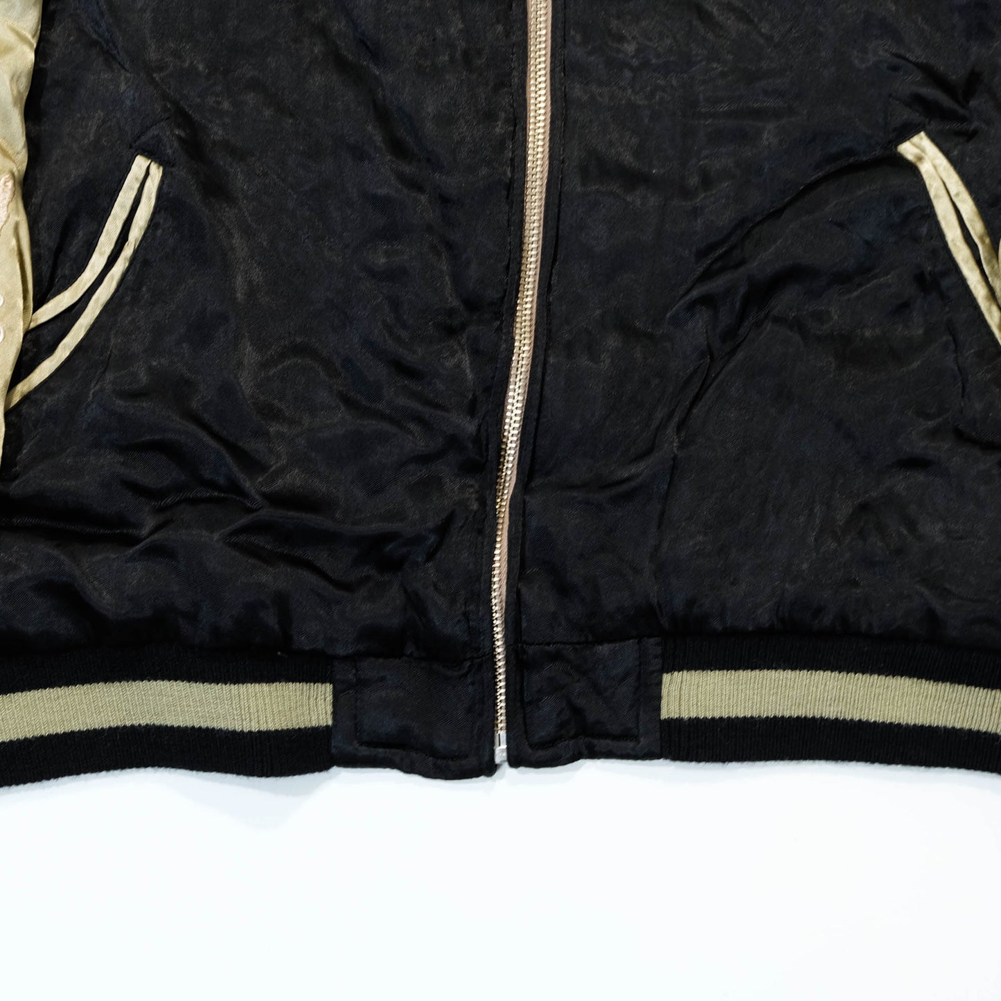 Traditional Japanese Koi Fish Wagara Embroidery Jacket Featuring Dynamic Water Motif & Vintage Yokosuka Style