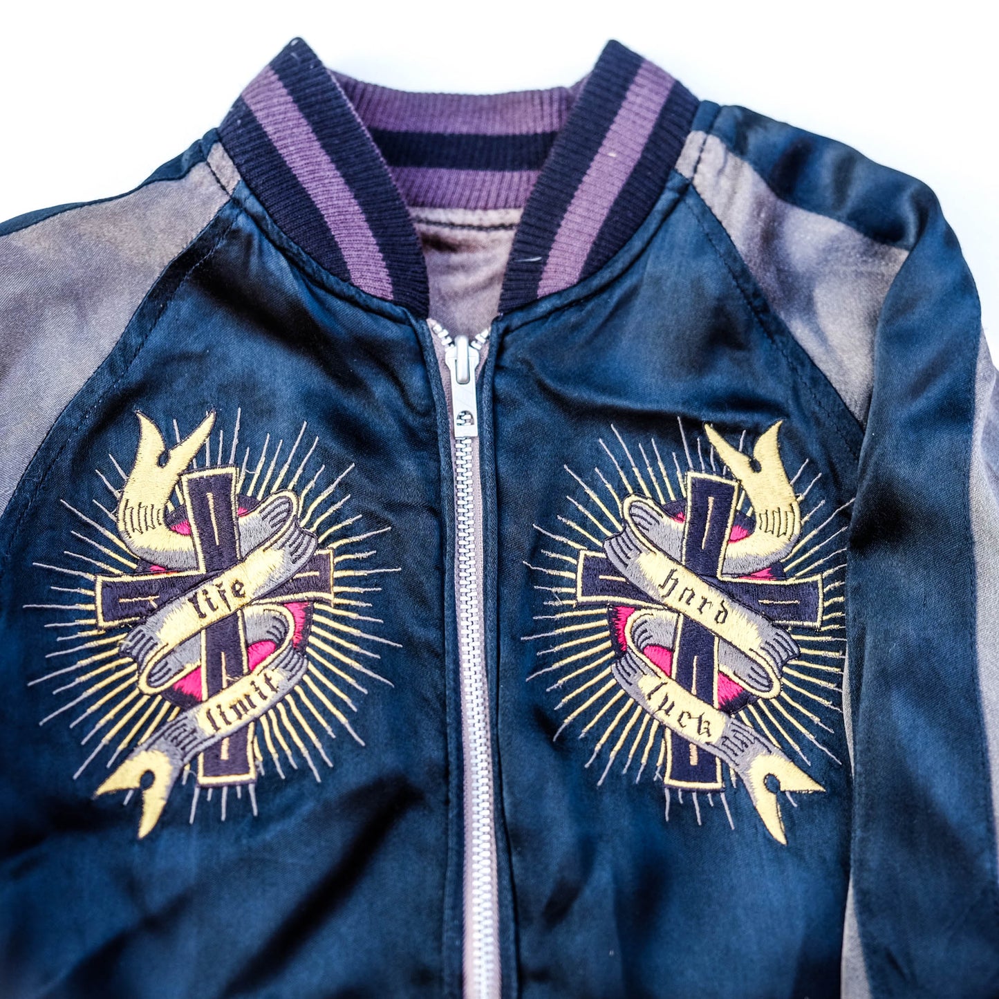 JUNK STAR Skull Monk Priest Cross Embroidery Sukajan Jacket XS | Japanese Streetwear Souvenir Jacket