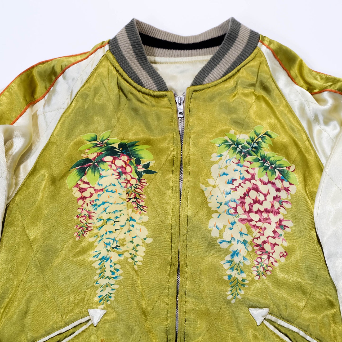 Kula Eternal Sukajan Jacket Reversible Japanese Souvenir Jacket Crane Koi Fish Wisteria Embroidery Size M