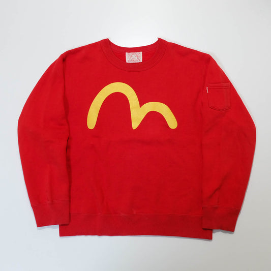 EVISU Yamane Vintage Sweatshirt Evisu Seagull Logo "McDonald's" Osaka Japan Red Crewneck Pullover Japanese Streetwear