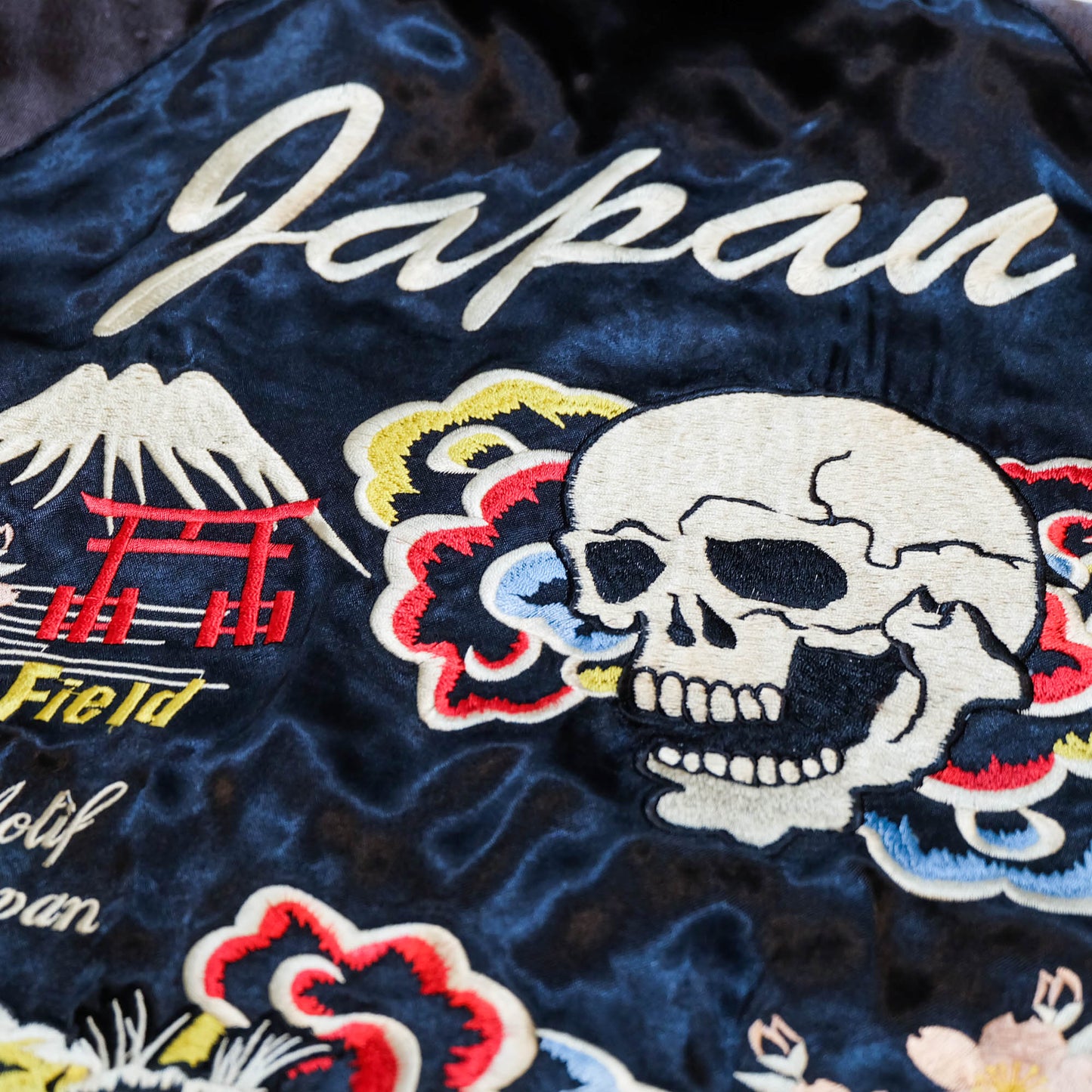 Vintage Japanese Sukajan Jacket Velvet Bomber | Skull Tiger Dragon Hot Rod Embroidery Streetwear Jacket Size S-M