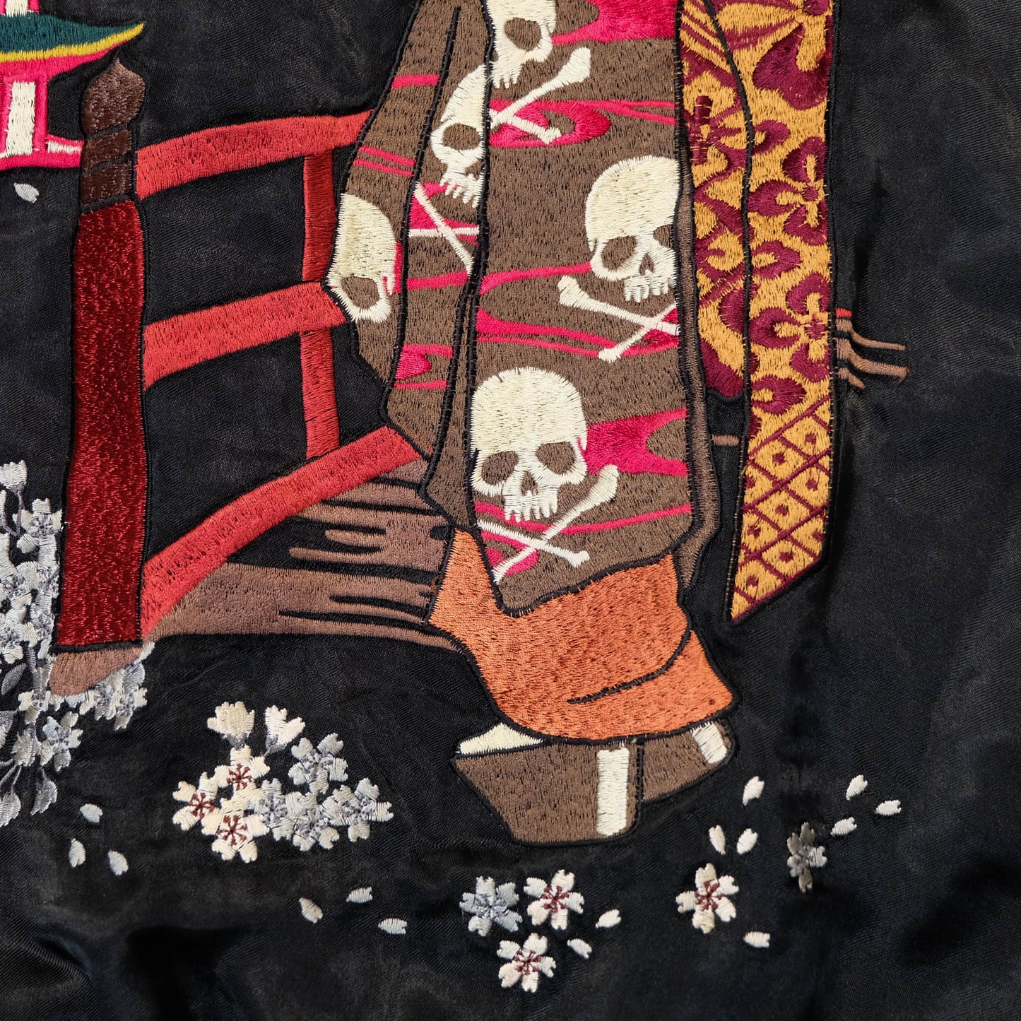 Vintage Japanese Sukajan Souvenir Jacket Reversible Dragon Skull Geisha Wagara Embroidery Yokosuka Bomber Jacket