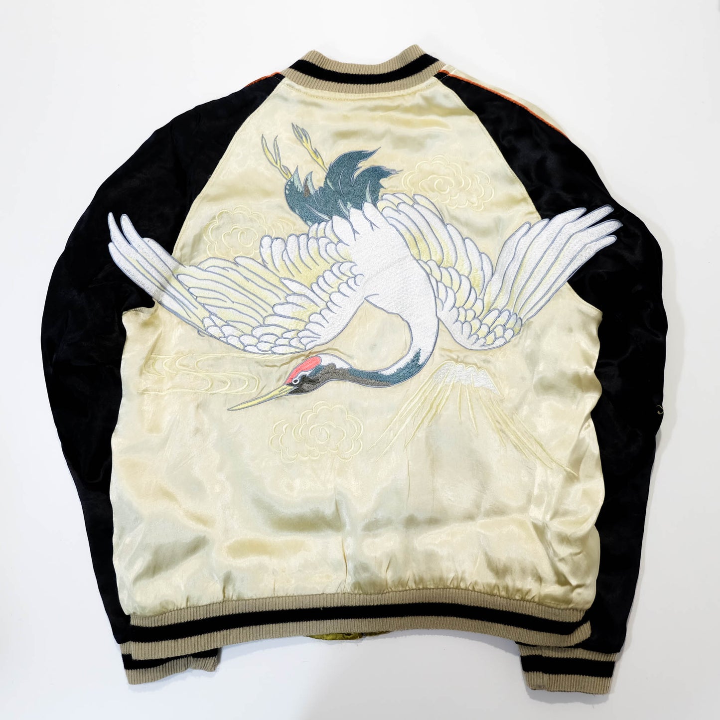 Kula Eternal Sukajan Jacket Reversible Japanese Souvenir Jacket Crane Koi Fish Wisteria Embroidery Size M