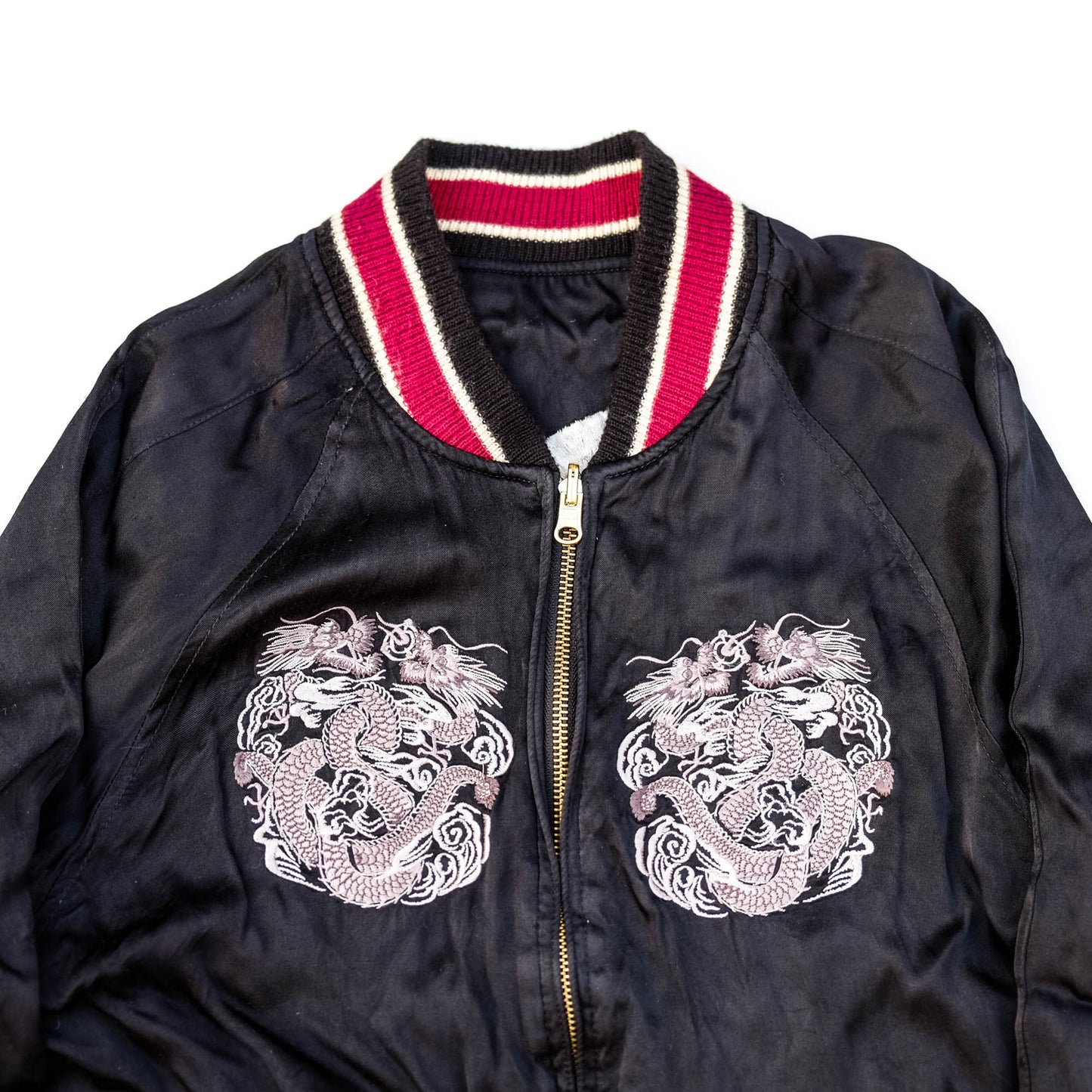 Vintage Dragon Island Japan Embroidered Sukajan Jacket | Reversible Dragon Souvenir Bomber Jacket