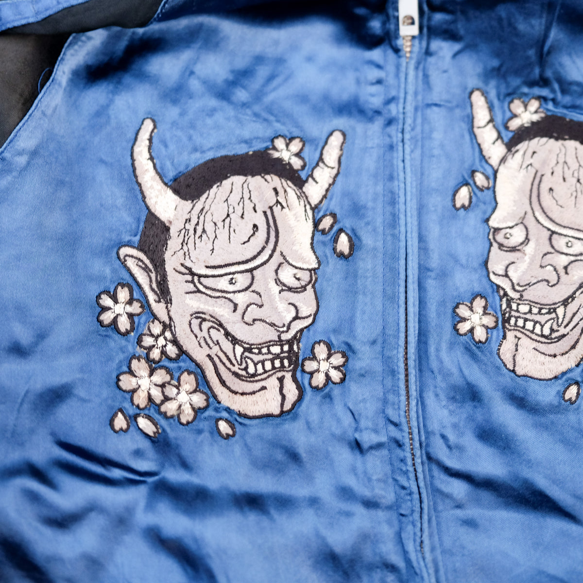 Satori Japanese Embroidered Souvenir Bomber | Hannya Mask x Jiraiya Folklore Art Wearable Streetwear