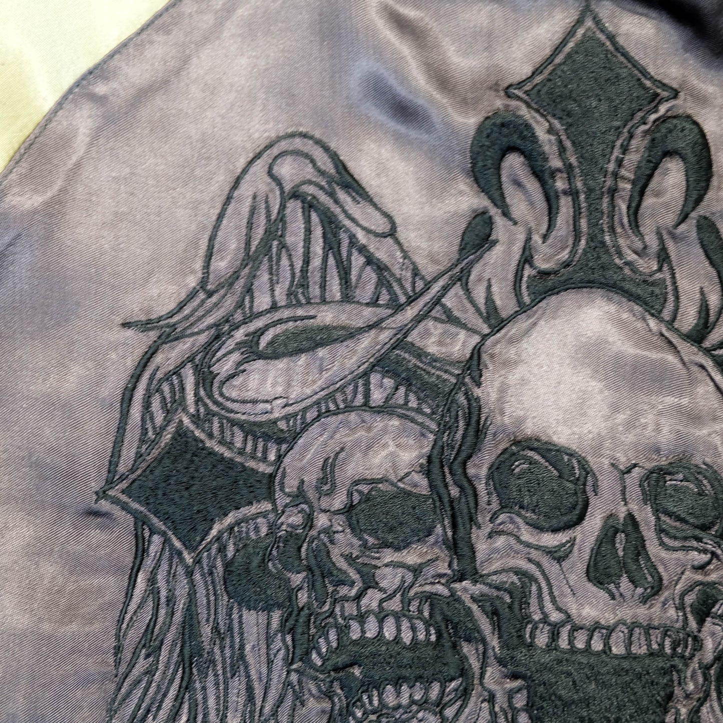 Jack Daniel’s Black Street Crafter Sukajan / Skull Wing Embroidered Souvenir Jacket Size S